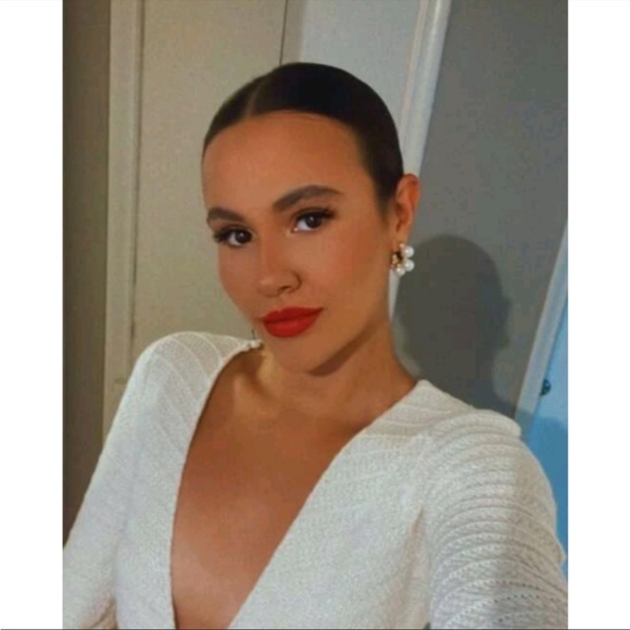 Anthropologie Minimalist Faux Pearl Hoop Earrings - Picture 5 of 5